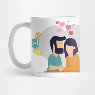 Illustration with romantic dinner. Dating. Valentines day celebration Mug